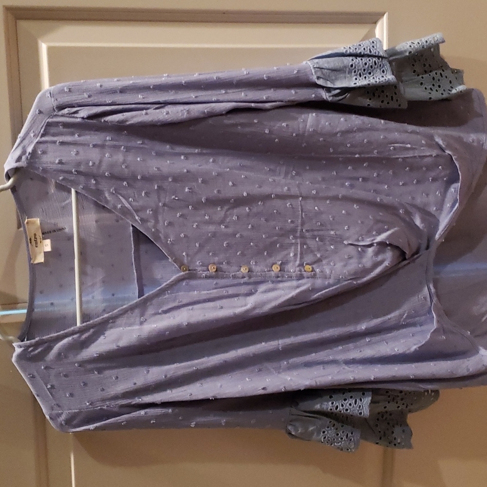 Entro light blue clip dot blouse